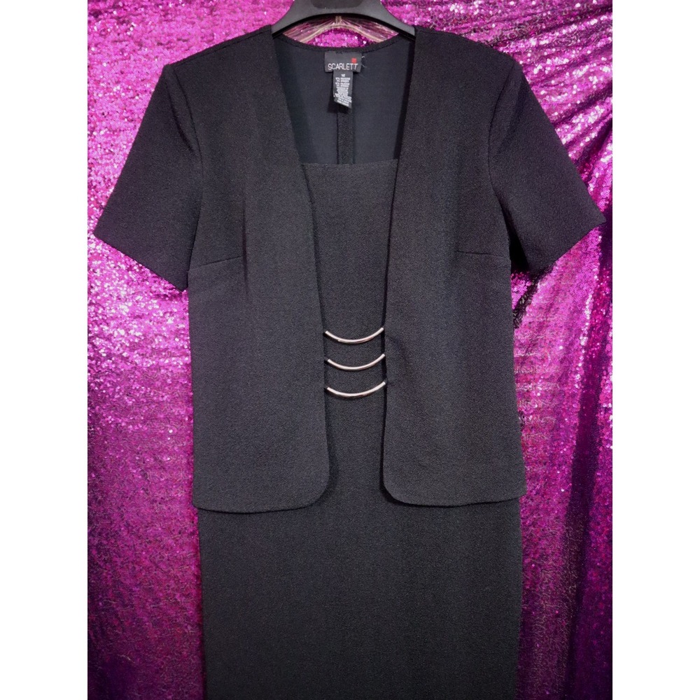Black 2-in-1 Maxi Dress Set 12 Scarlett Vintage Silver Hardware Crepe 90s Y2K